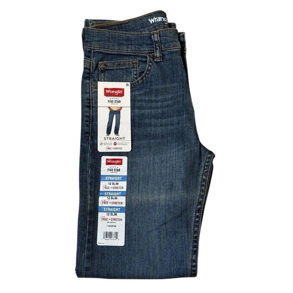 Wrangler Boys Five Star Classic Straight Jeans 12 Slim Free to Stretch - Picture 7 of 7